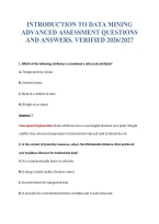Introduction To Data Mining&NewLine;Advanced Assessment Questions&NewLine;And Answers&period; Verified 2026&sol;2027