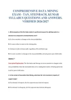 Comprehensive Data Mining&NewLine;Exam - Tan&comma; Steinbach&comma; Kumar&NewLine;Syllabus Questions And Answers&period;&NewLine;Verified 2026&sol;2027