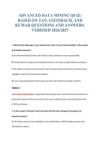 Advanced Data Mining Quiz&colon;&NewLine;Based On Tan&comma; Steinbach&comma; And&NewLine;Kumar Questions And Answers&period;&NewLine;Verified 2026&sol;2027