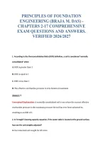 Principles Of Foundation&NewLine;Engineering &lpar;Braja M&period; Das&rpar; -&NewLine;Chapters 2-17 Comprehensive&NewLine;Exam Questions And Answers&period;&NewLine;Verified 2026&sol;2027