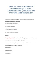 Principles Of Foundation&NewLine;Engineering &lpar;Si 11Th Ed&period;&rpar;&NewLine;Comprehensive Questions And&NewLine;Answers&period; Verified 2026&sol;2027