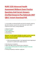 NURS 5220 Advanced Health &NewLine;Assessment Midterm Exam Practice &NewLine;Questions And Correct Answers &NewLine;&lpar;Verified Answers&rpar; Plus Rationale 2027 &NewLine;Q&A&vert; Instant Download Pdf&period;