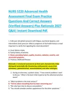 NURS 5220 Advanced Health &NewLine;Assessment Final Exam Practice &NewLine;Questions And Correct Answers &NewLine;&lpar;Verified Answers&rpar; Plus Rationale 2027 &NewLine;Q&A&vert; Instant Download Pdf&period;  