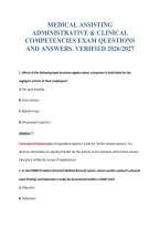 Medical Assisting&NewLine;Administrative & Clinical&NewLine;Competencies Exam Questions&NewLine;And Answers&period; Verified 2026&sol;2027