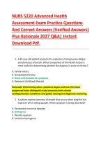 NURS 5220 Advanced Health &NewLine;Assessment Exam Practice Questions &NewLine;And Correct Answers &lpar;Verified Answers&rpar; &NewLine;Plus Rationale 2027 Q&A&vert; Instant &NewLine;Download Pdf&period;