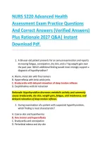 NURS 5220 Advanced Health &NewLine;Assessment Exam Practice Questions &NewLine;And Correct Answers &lpar;Verified Answers&rpar; &NewLine;Plus Rationale 2027 Q&A&vert; Instant &NewLine;Download Pdf&period;