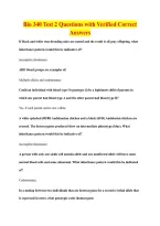 Bio 340 Test 2 Questions with Verified Correct &NewLine;Answers 