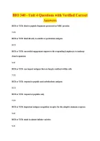 BUNDLE OF Bio 340 QUESTIONS WITH VERIFIED COORRECT ANSWERS