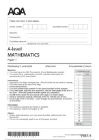 AQA A Level Mathematics 7357 June 2026 Paper 1 Question Paper &vert; Past Exam Revision and Timed Mock Practice PDF