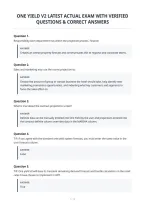 One Yield V2 Latest Actual Exam With Verified&NewLine;Questions & Correct Answers&NewLine;