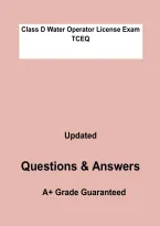 TCEQ Class D Water Operator License Exam Prep PDF &vert; Grade A&plus; &vert; 2026&sol;2027