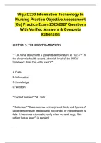 Wgu D220 Information Technology In &NewLine;Nursing Practice Objective Assessment &NewLine;&lpar;Oa&rpar; Practice Exam 2026&sol;2027 Questions &NewLine;With Verified Answers & Complete &NewLine;Rationales 