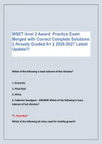WSET level 2 Award&colon; Practice Exam &NewLine;Merged with Correct Complete Solutions &NewLine;&vert;&vert; Already Graded A&plus; &vert;&vert; 2026-2027 Latest &NewLine;Update&excl;&excl;&excl;
