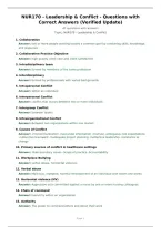 NUR170 - Leadership & Conflict - Questions with&NewLine;Correct Answers &lpar;Verified Update&rpar;