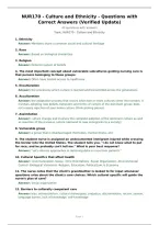 NUR170 - Culture and Ethnicity - Questions with&NewLine;Correct Answers &lpar;Verified Update&rpar;
