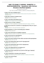 NUR 170 EXAM 3 CARDIAC&comma; DIABETES&comma; &&NewLine;MUSCULOSKELETAL - Questions with Correct&NewLine;Answers &lpar;Verified Update&rpar;