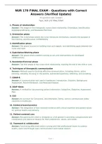 NUR 170 FINAL EXAM - Questions with Correct&NewLine;Answers &lpar;Verified Update&rpar;