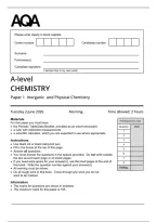 AQA A-level Chemistry Paper 1 &lpar;7405&sol;1&rpar; June 2026 Question Paper &plus; Mark Scheme &ndash; Inorganic and Physical Chemistry