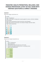 Pediatric Health Promotion&comma; Wellness&comma; And&NewLine;Disease Prevention Latest Actual Exam With&NewLine;Verified Questions & Correct Answers&NewLine;