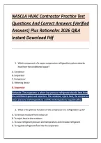 NASCLA HVAC Contractor Practice Test &NewLine;Questions And Correct Answers &lpar;Verified &NewLine;Answers&rpar; Plus Rationales 2026 Q&A &NewLine;Instant Download Pdf 