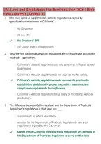 QAL Laws and Regulations Practice Questions 2026&sol;2027 &vert; High-Yield Concepts &vert; Graded A&plus; &vert; California DPR Qualified Applicator License Core Exam &vert; Pesticide Laws&comma; Labeling&comma; IPM & Safety