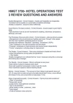 Hmgt 3700- Hotel Operations Test 3 Review Questions And Answers