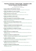 Nursing 110 Exam 1 Study Guide - Questions with Correct Answers &lpar;Verified Update&rpar;