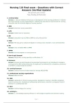 Nursing 110 final exam - Questions with Correct Answers &lpar;Verified Update&rpar;