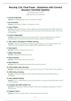 Nursing 110&comma; Final Exam - Questions with Correct Answers &lpar;Verified Update&rpar;