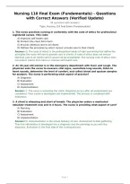 Nursing 110 final Exam &lpar;Fundamentals&rpar; - Questions with Correct Answers &lpar;Verified Update&rpar;