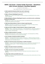 NURS 110 Exam 1 Study Guide Overview - Questions with Correct Answers &lpar;Verified Update&rpar;
