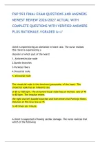 Fnp 593 Final Exam Questions And Answers Newest Review 2026&sol;2027 Actual With Complete Questions With Verified Answers Plus Rationale &sol;&sol;Graded A&plus;&sol;&sol;