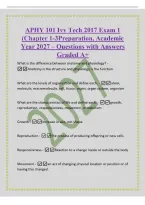 APHY 101 Ivy Tech 2017 Exam 1&NewLine;&lpar;Chapter 1-3Preparation&comma; Academic&NewLine;Year 2027 &ndash; Questions with Answers&NewLine;Graded A&plus;&NewLine;What is the difference between anatomy and physiology&quest; -&NewLine;Anatomy is the structure and physiology is the function&NewLine;What are the levels of orga