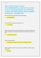 MDC 4 NUR 2755 Final Exam &ndash; Multidimensional Care IV Practice Questions and Answers Study Guide
