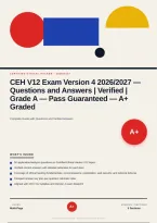 CEH V12 Exam Version 4 Exam 2026&sol;2027 &ndash; Questions and Answers Reconnaissance System Hacking &vert; Complete Verified Answers &vert; Detailed Rationales &ndash; Pass Guaranteed &ndash; A&plus; Graded