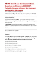 ATI PN Growth and Development Exam Questions and Answers 2026&sol;2027 &ndash; Pediatric Nursing&comma; Lifespan Development and Detailed Rationales