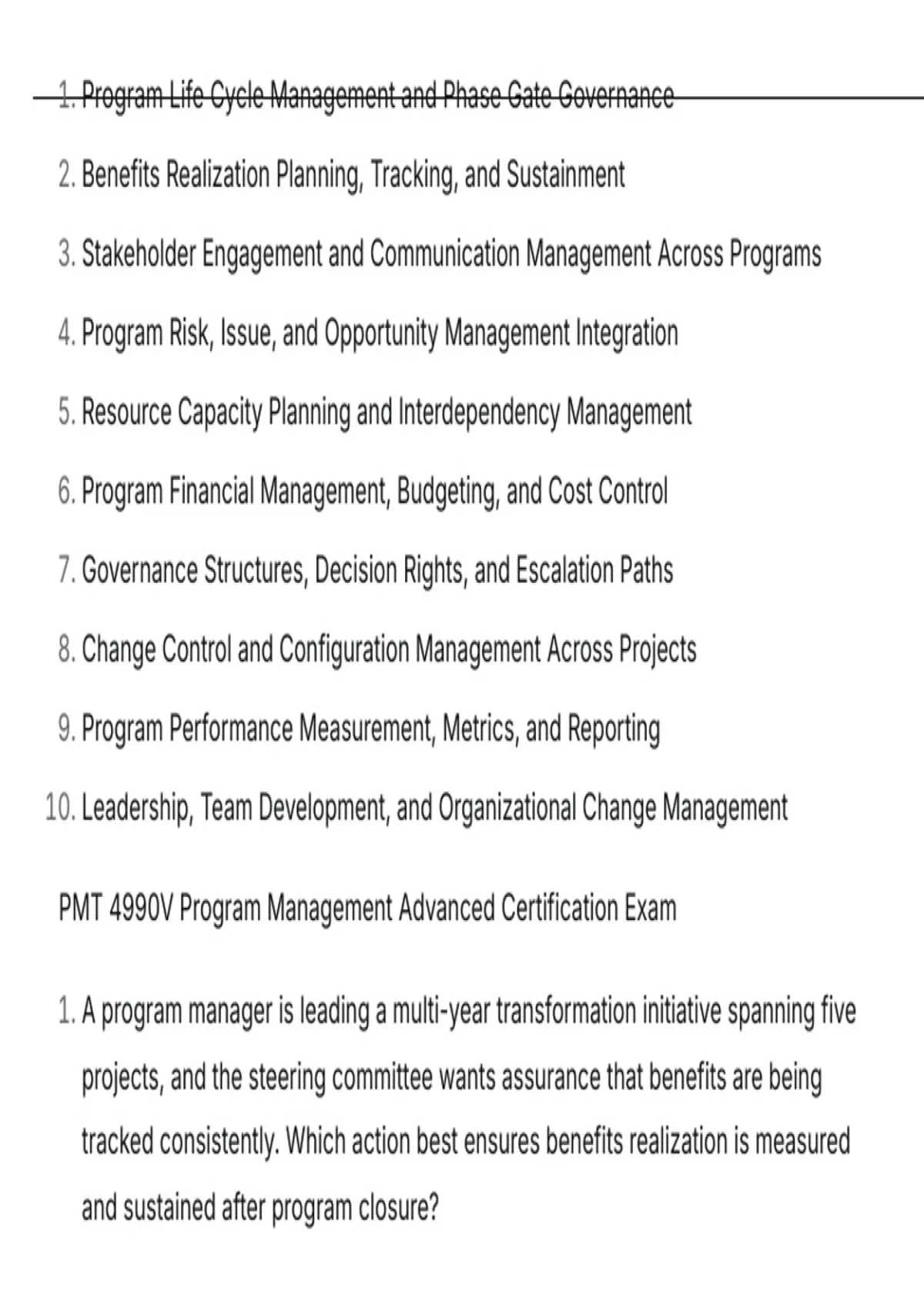 Detailed Perspective PMT 4990V Program Management Advanced Certification Exam QUESTIONS AND ...