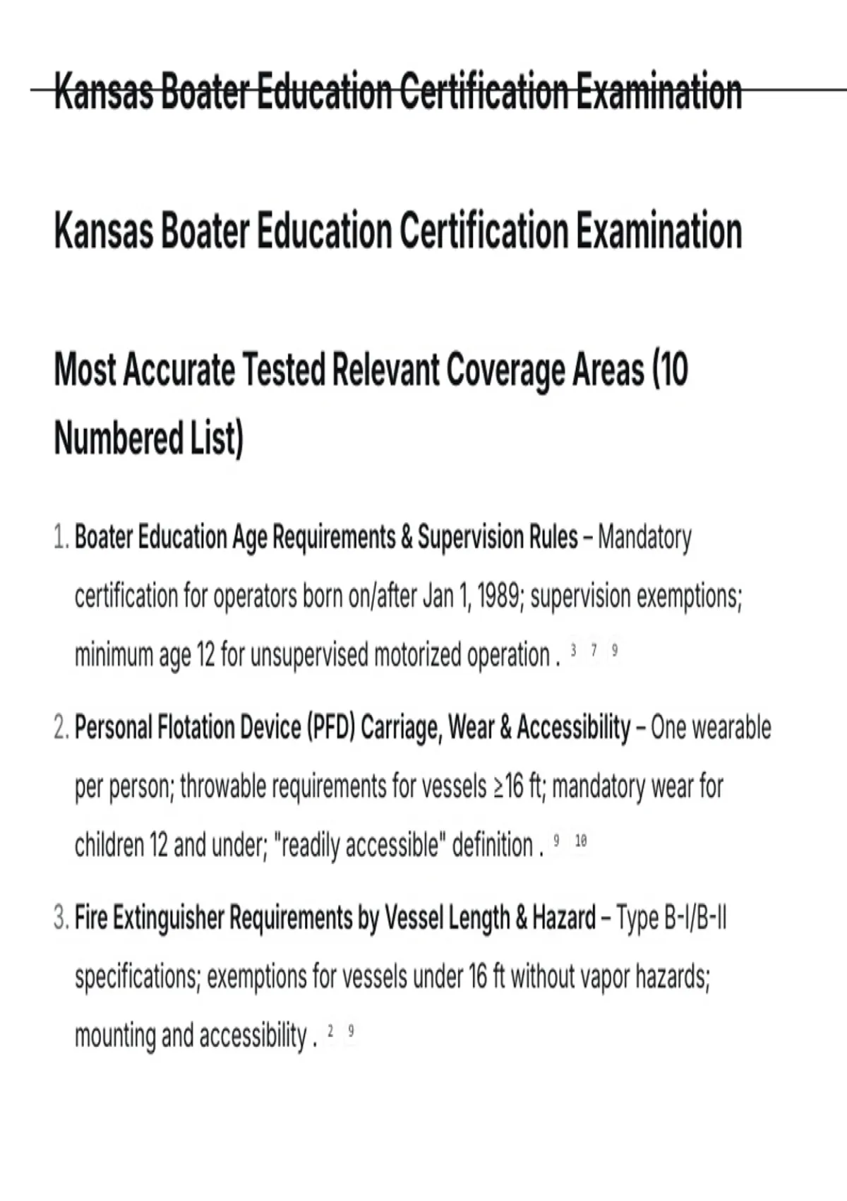 Kansas Boater Education Certification Examination QUESTIONS AND CORRECT ...