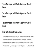 Texas Municipal Solid Waste Supervisor Class B Exam QUESTIONS AND CORRECT ANSWERS WITH DETAILED RATIONALES&period;pdf&NewLine;&NewLine;