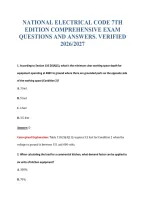 National Electrical Code 7Th&NewLine;Edition Comprehensive Exam&NewLine;Questions And Answers&period; Verified&NewLine;2026&sol;2027