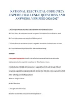 National Electrical Code &lpar;Nec&rpar;&NewLine;Expert Challenge Questions And&NewLine;Answers&period; Verified 2026&sol;2027