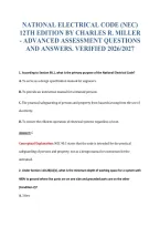 National Electrical Code &lpar;Nec&rpar;&NewLine;12Th Edition By Charles R&period; Miller&NewLine;- Advanced Assessment Questions&NewLine;And Answers&period; Verified 2026&sol;2027
