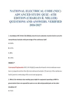 National Electrical Code &lpar;Nec&rpar;&NewLine;Advanced Study Quiz - 6Th&NewLine;Edition &lpar;Charles R&period; Miller&rpar;&NewLine;Questions And Answers&period; Verified&NewLine;2026&sol;2027