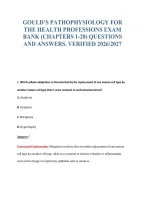 Gould&rsquo;s Pathophysiology For&NewLine;The Health Professions Exam&NewLine;Bank &lpar;Chapters 1-28&rpar; Questions&NewLine;And Answers&period; Verified 2026&sol;2027