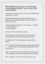 KNR 280 Illinois State University -Exercise Physiology Exam II Questions &vert; 2026&sol;2027 &vert; Answers Correct &vert; With Complete Solutions
