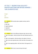 Ati Teas 7 &ndash; Reading Exam 2026&sol;2027 &ndash; Updated Questions And Revised Answers &vert; 100&percnt; Guarantee Pass