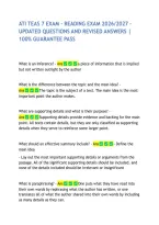 Ati Teas 7 Exam &ndash; Reading Exam 2026&sol;2027 &ndash; Updated Questions And Revised Answers &vert; 100&percnt; Guarantee Passati Teas 7 Exam &ndash; Reading Exam 2026&sol;2027 &ndash; Updated Questions And Revised Answers &vert; 100&percnt; Guarantee Pass