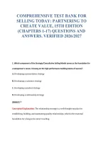 Comprehensive Test Bank For&NewLine;Selling Today&colon; Partnering To&NewLine;Create Value&comma; 15Th Edition&NewLine;&lpar;Chapters 1-17&rpar; Questions And&NewLine;Answers&period; Verified 2026&sol;2027