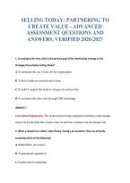 Selling Today&colon; Partnering To&NewLine;Create Value - Advanced&NewLine;Assessment Questions And&NewLine;Answers&period; Verified 2026&sol;2027