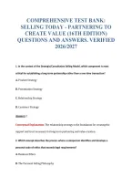 Comprehensive Test Bank&colon;&NewLine;Selling Today - Partnering To&NewLine;Create Value &lpar;16Th Edition&rpar;&NewLine;Questions And Answers&period; Verified&NewLine;2026&sol;2027
